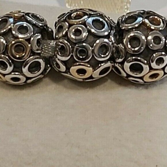 Authentic PANDORA Silver & 14k Gold *Retired* Oh Bead Charm 790325 - Picture 2 of 9